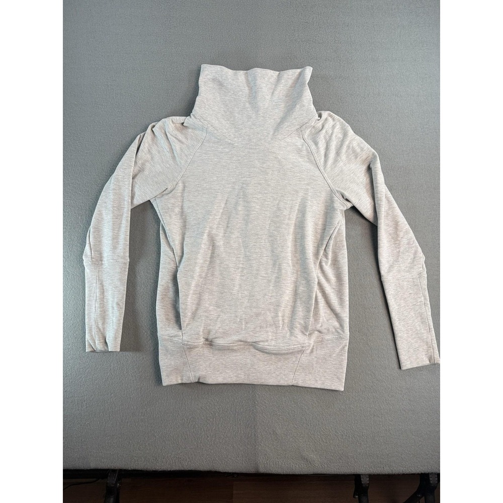 Lululemon Funnel Neck Sweatshirt Womens 6 Gray Turtleneck Pullover Pleated Back